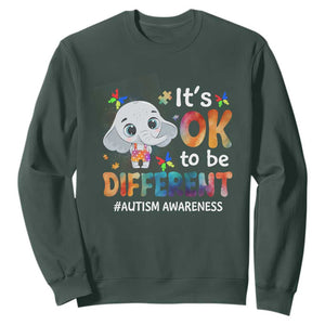 World Autism Day Sweatshirt It's Okay To Be Different Elephant TS01 Dark Forest Green Printyourwear