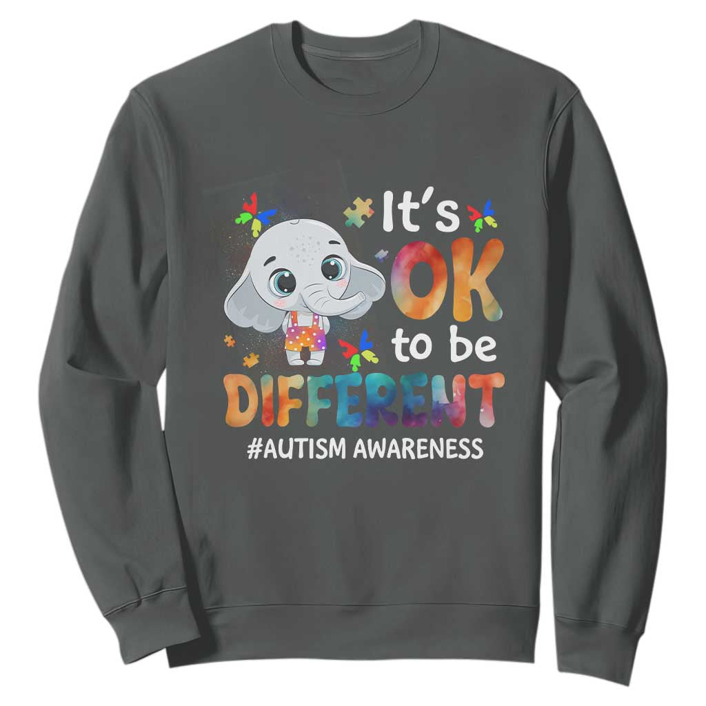 World Autism Day Sweatshirt It's Okay To Be Different Elephant TS01 Dark Heather Printyourwear