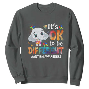World Autism Day Sweatshirt It's Okay To Be Different Elephant TS01 Dark Heather Printyourwear