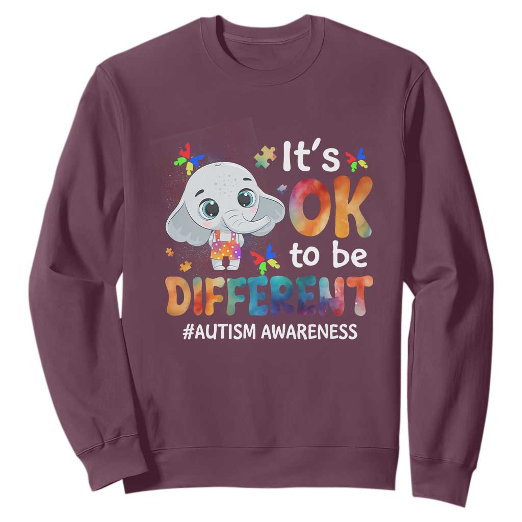 World Autism Day Sweatshirt It's Okay To Be Different Elephant TS01 Maroon Printyourwear