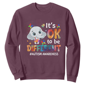 World Autism Day Sweatshirt It's Okay To Be Different Elephant TS01 Maroon Printyourwear