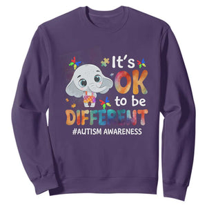 World Autism Day Sweatshirt It's Okay To Be Different Elephant TS01 Purple Printyourwear