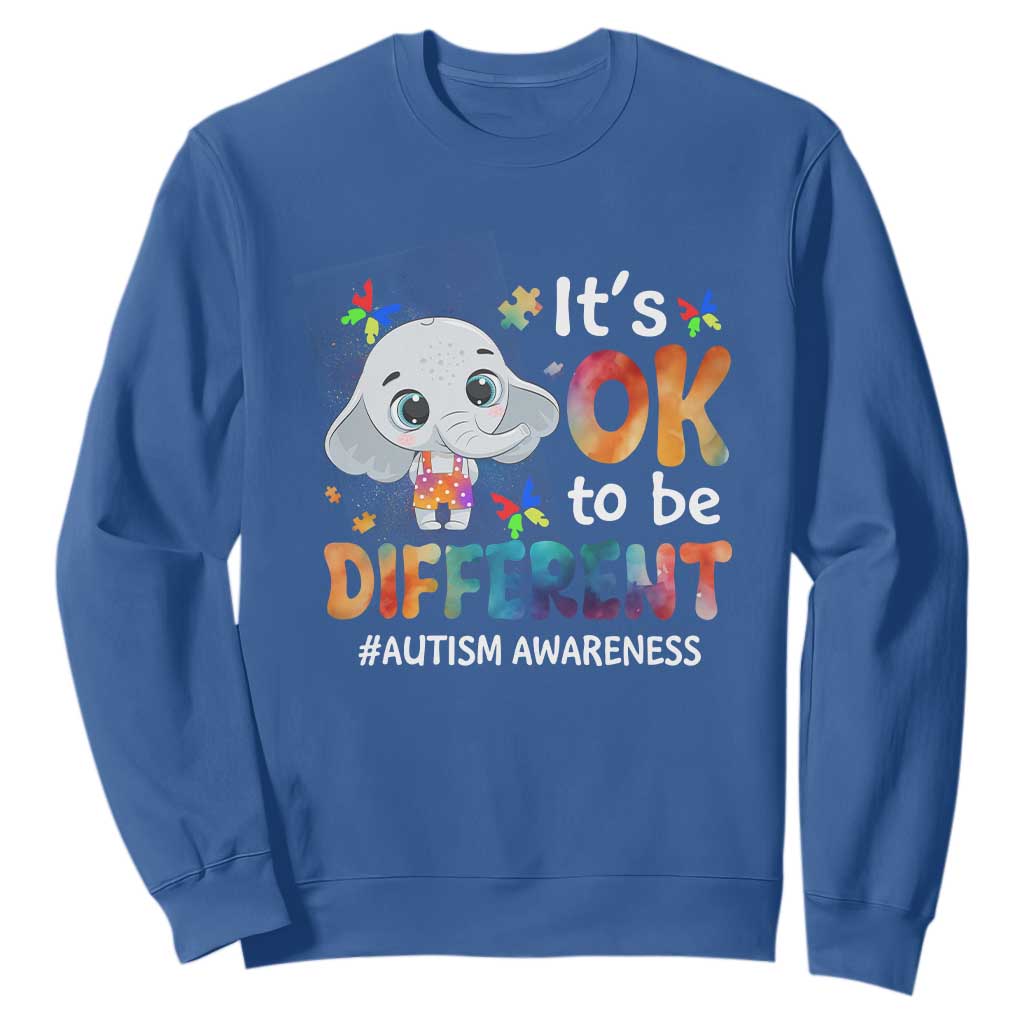 World Autism Day Sweatshirt It's Okay To Be Different Elephant TS01 Royal Blue Printyourwear