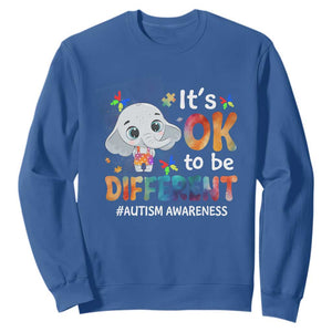 World Autism Day Sweatshirt It's Okay To Be Different Elephant TS01 Royal Blue Printyourwear