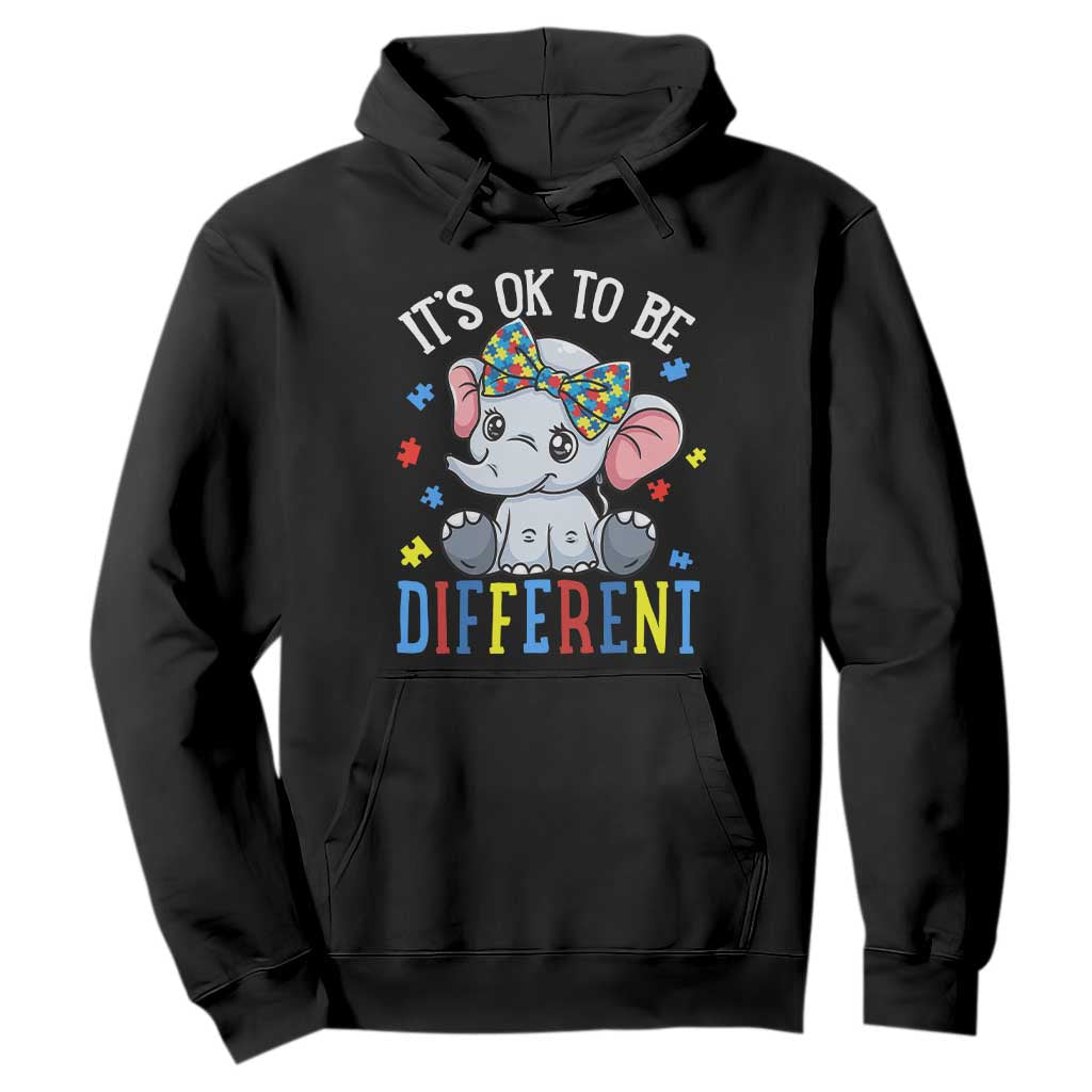 Autism Month Hoodie It's Okay To Be Different Elephant TS01 Black Printyourwear