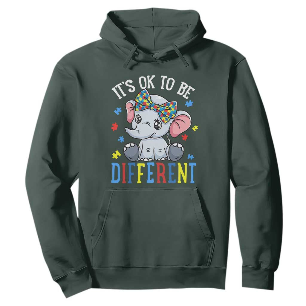 Autism Month Hoodie It's Okay To Be Different Elephant TS01 Dark Forest Green Printyourwear