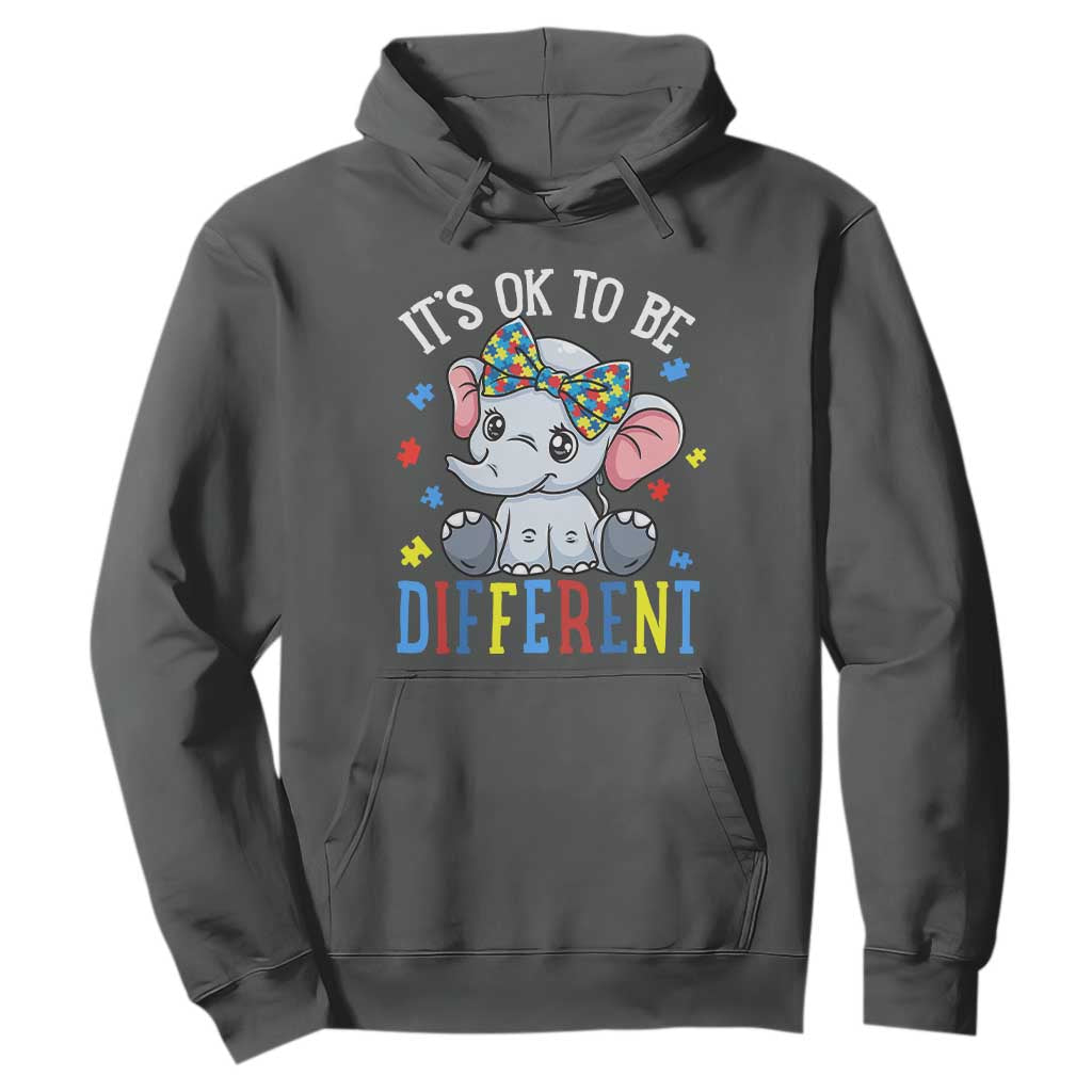 Autism Month Hoodie It's Okay To Be Different Elephant TS01 Dark Heather Printyourwear