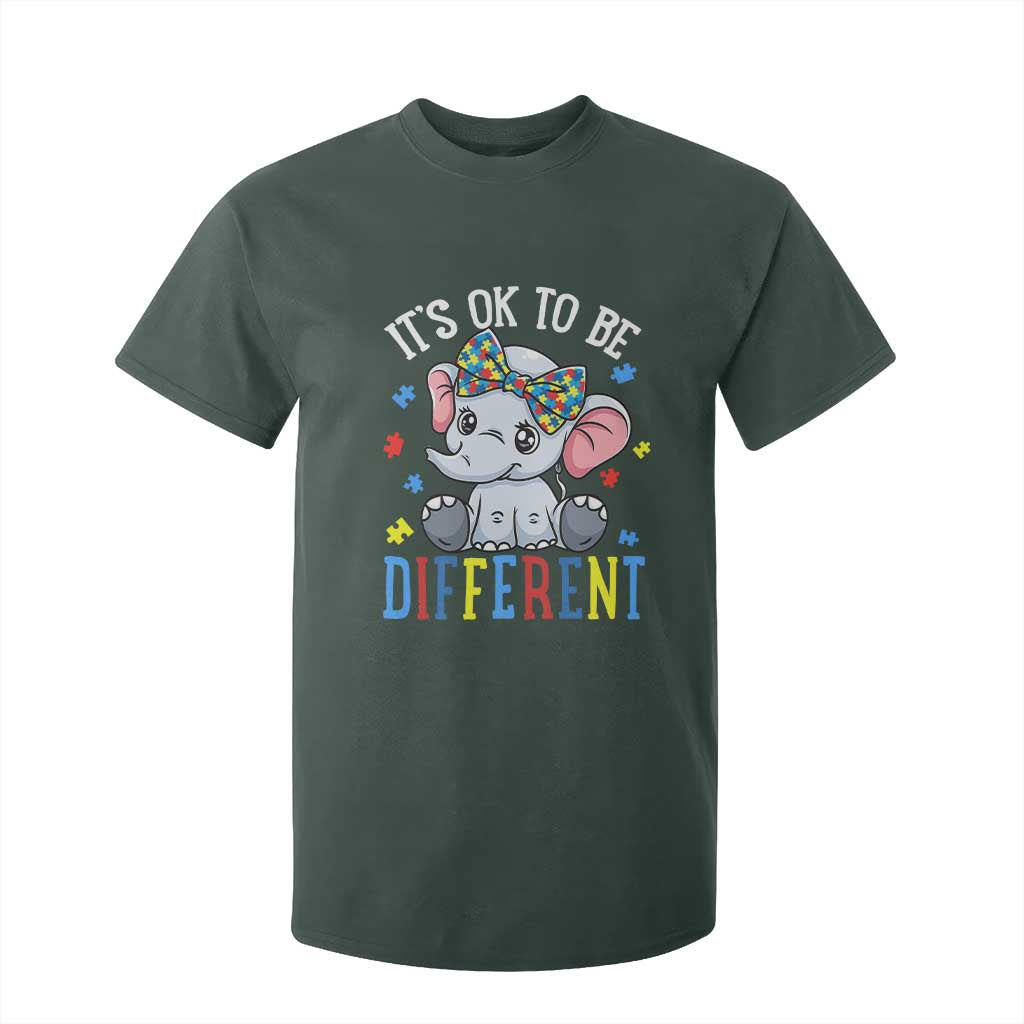 Autism Month T Shirt For Kid It's Okay To Be Different Elephant TS01 Dark Forest Green Printyourwear