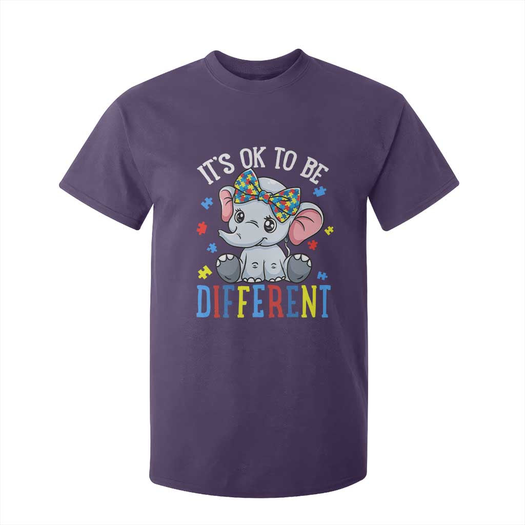 Autism Month T Shirt For Kid It's Okay To Be Different Elephant TS01 Purple Printyourwear
