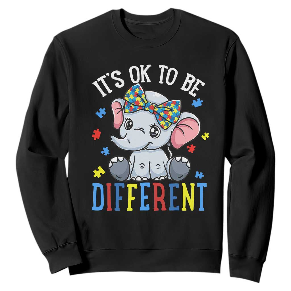 Autism Month Sweatshirt It's Okay To Be Different Elephant TS01 Black Printyourwear