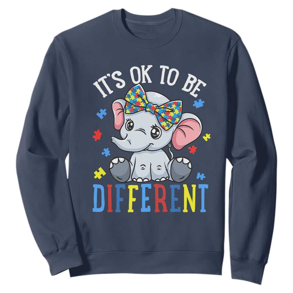 Autism Month Sweatshirt It's Okay To Be Different Elephant TS01 Navy Printyourwear