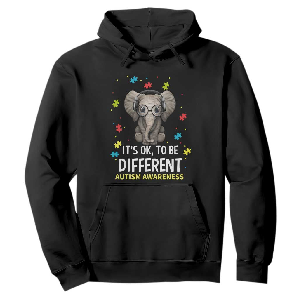 Autism Awareness Elephant Hoodie It's Okay To Be Different TS01 Black Printyourwear