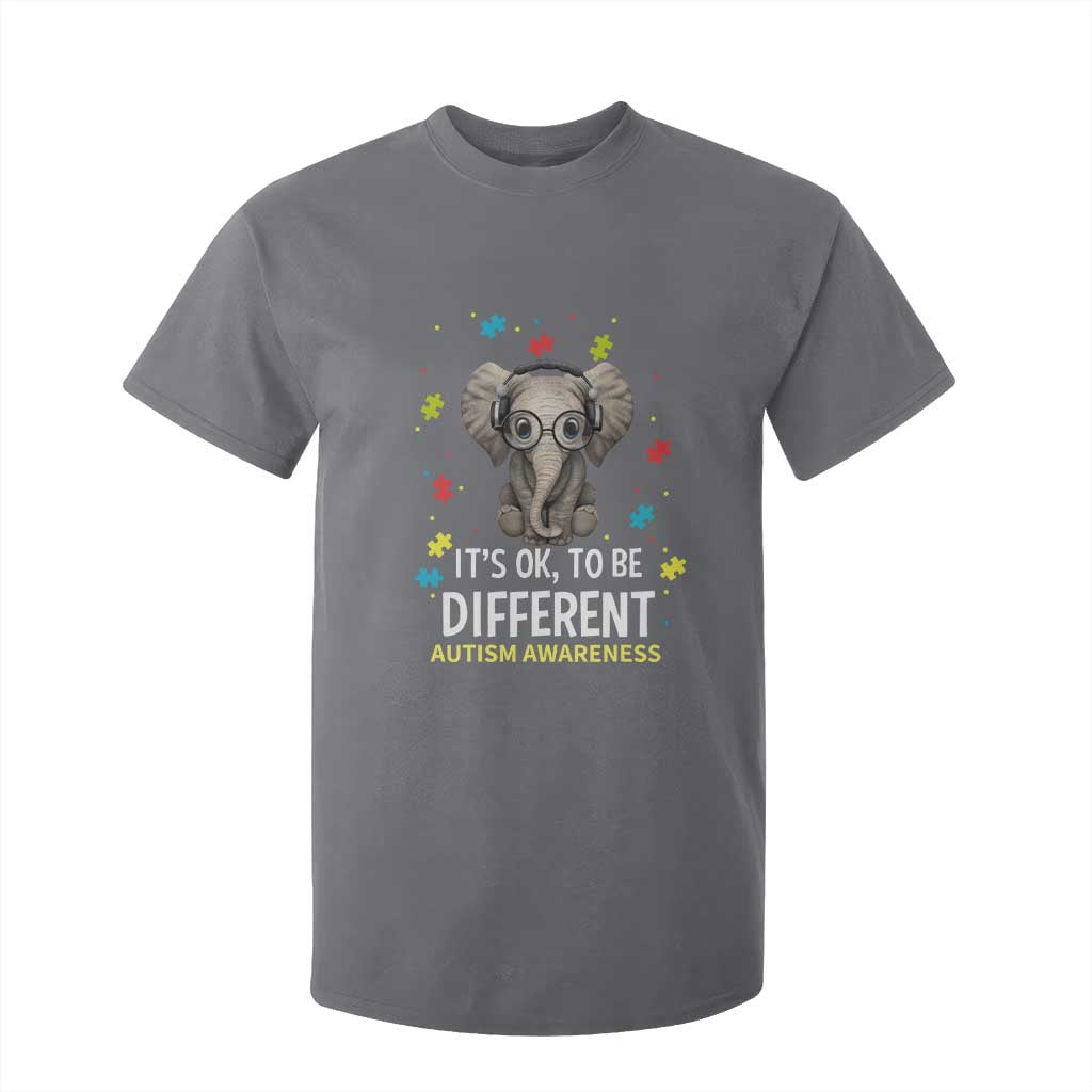 Autism Awareness Elephant T Shirt For Kid It's Okay To Be Different TS01 Charcoal Printyourwear