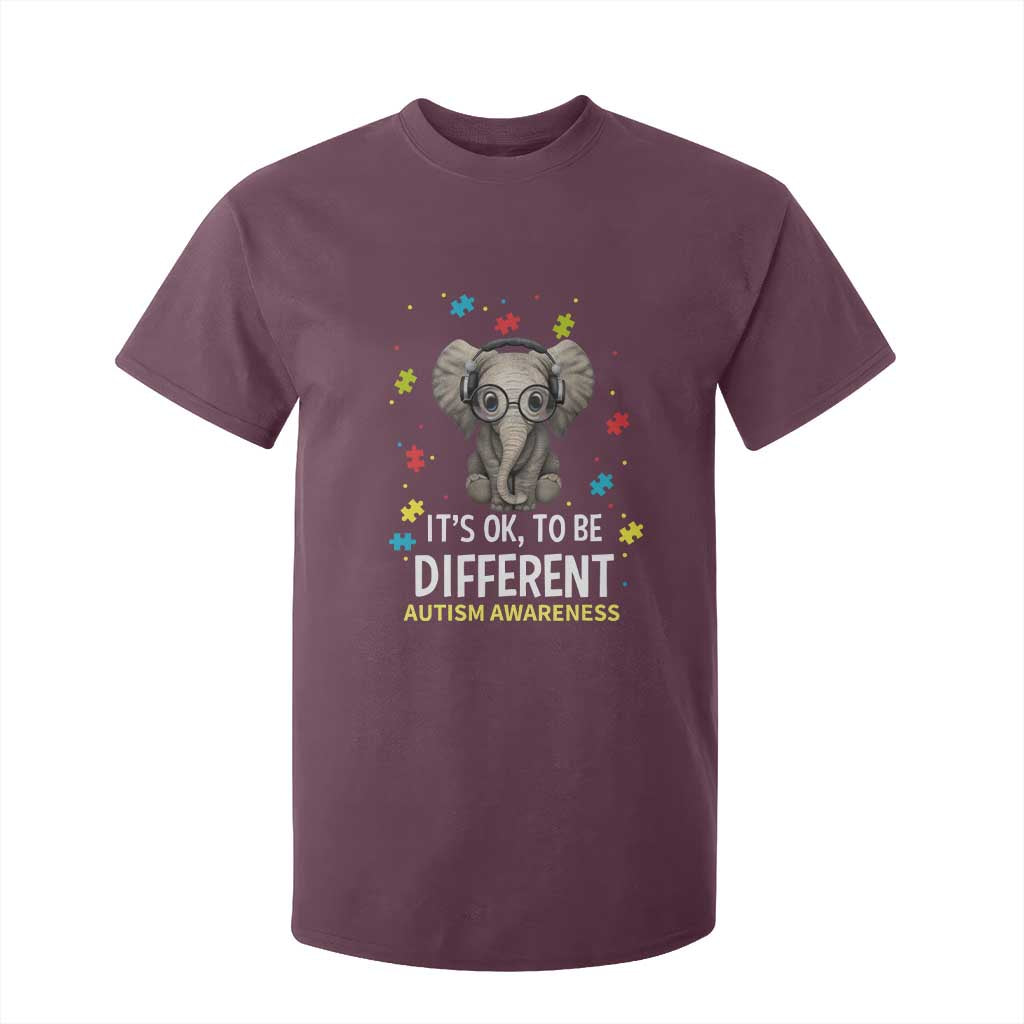 Autism Awareness Elephant T Shirt For Kid It's Okay To Be Different TS01 Maroon Printyourwear
