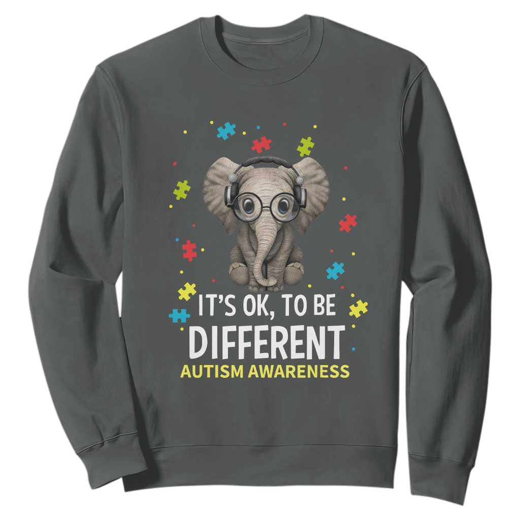 Autism Awareness Elephant Sweatshirt It's Okay To Be Different TS01 Dark Heather Printyourwear