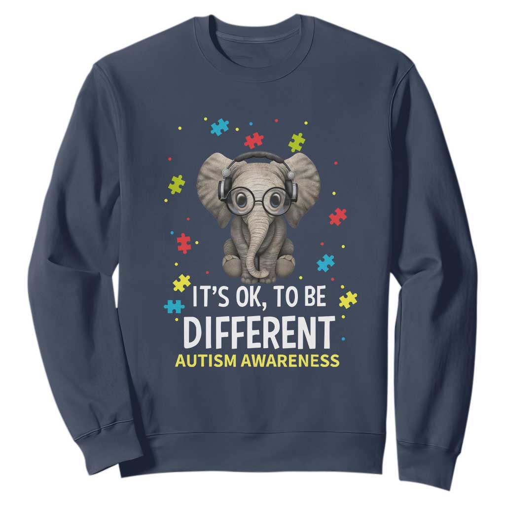 Autism Awareness Elephant Sweatshirt It's Okay To Be Different TS01 Navy Printyourwear