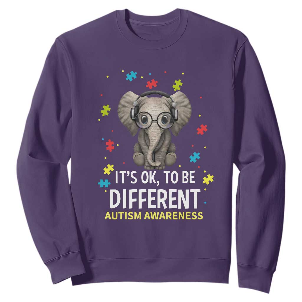 Autism Awareness Elephant Sweatshirt It's Okay To Be Different TS01 Purple Printyourwear
