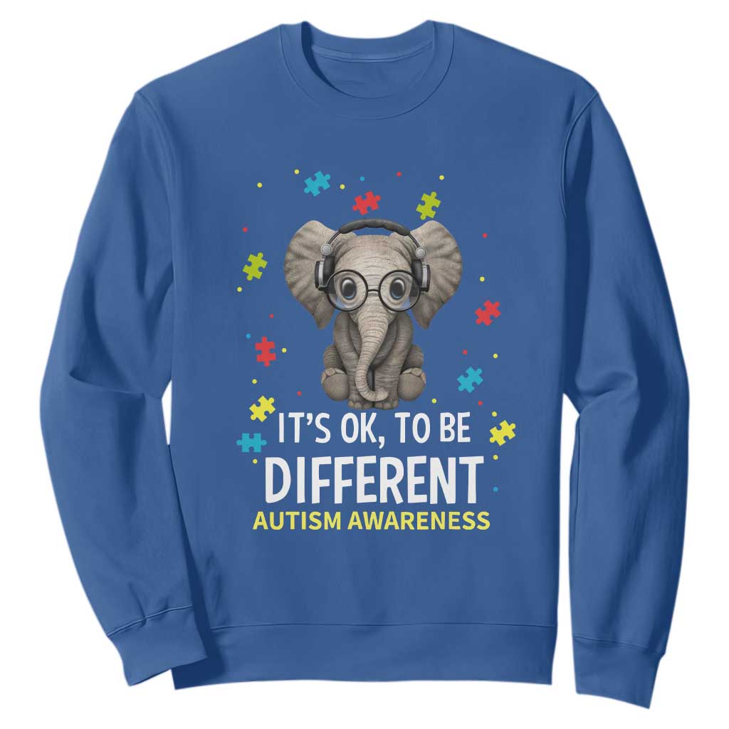 Autism Awareness Elephant Sweatshirt It's Okay To Be Different TS01 Royal Blue Printyourwear