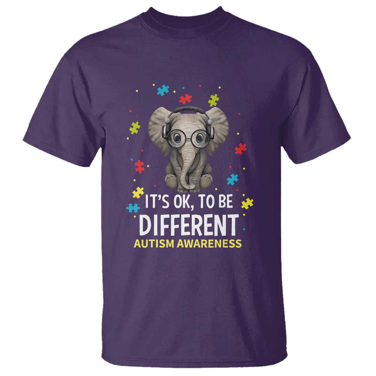 Autism Awareness Elephant T Shirt It's Okay To Be Different TS01 Purple Printyourwear
