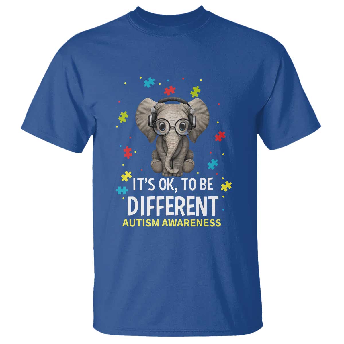 Autism Awareness Elephant T Shirt It's Okay To Be Different TS01 Royal Blue Printyourwear