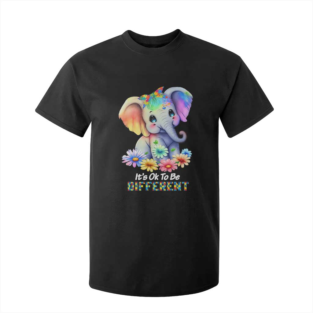 It's Ok To Be Elephant Different Autism Awareness T Shirt For Kid TS01 Black Printyourwear
