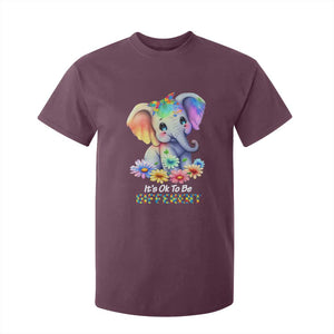 It's Ok To Be Elephant Different Autism Awareness T Shirt For Kid TS01 Maroon Printyourwear