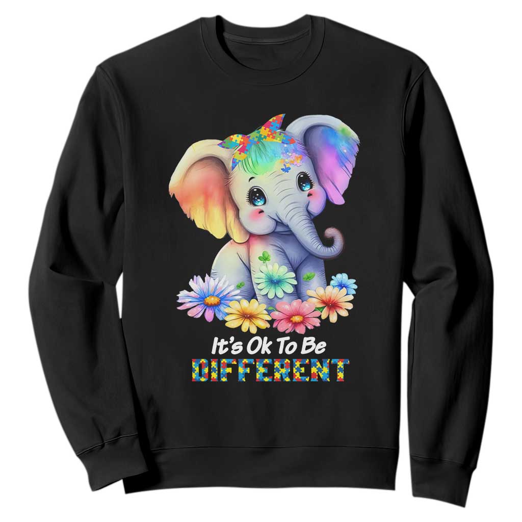 It's Ok To Be Elephant Different Autism Awareness Sweatshirt TS01 Black Printyourwear