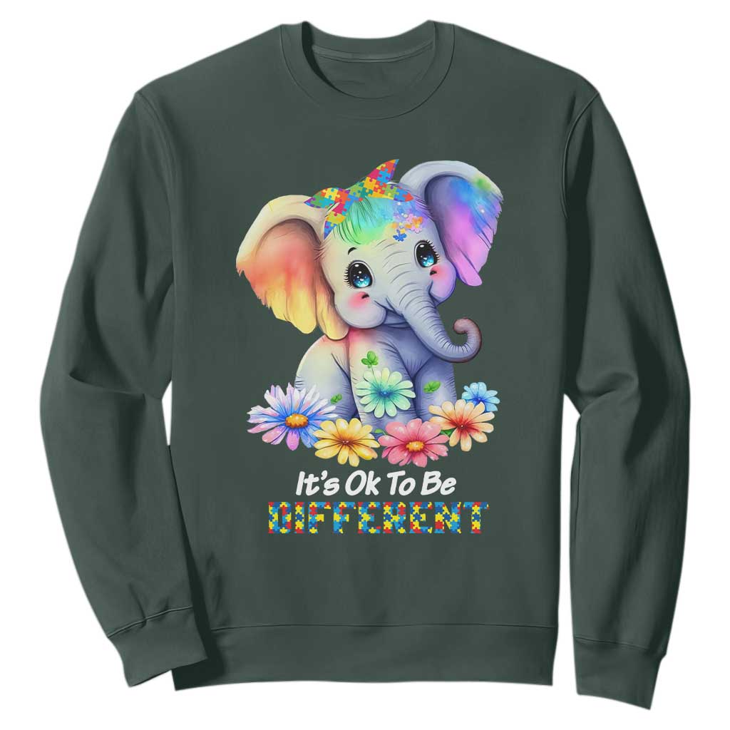 It's Ok To Be Elephant Different Autism Awareness Sweatshirt TS01 Dark Forest Green Printyourwear