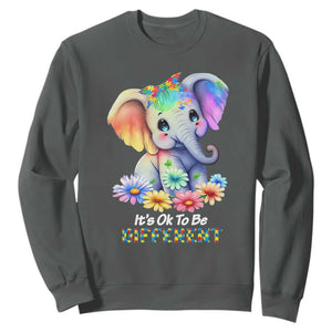 It's Ok To Be Elephant Different Autism Awareness Sweatshirt TS01 Dark Heather Printyourwear