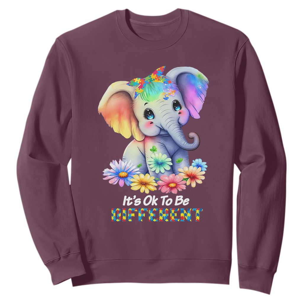 It's Ok To Be Elephant Different Autism Awareness Sweatshirt TS01 Maroon Printyourwear