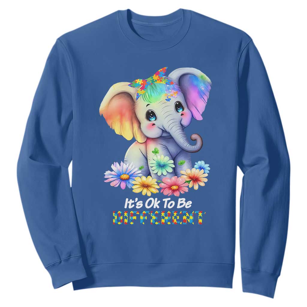 It's Ok To Be Elephant Different Autism Awareness Sweatshirt TS01 Royal Blue Printyourwear