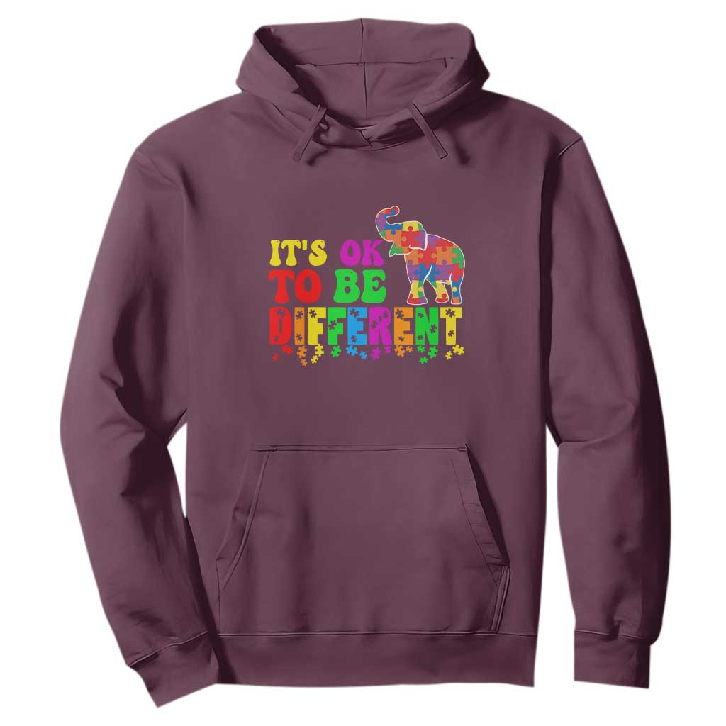 Autism Speaks Hoodie It's Okay To Be Different Elephant TS01 Maroon Printyourwear