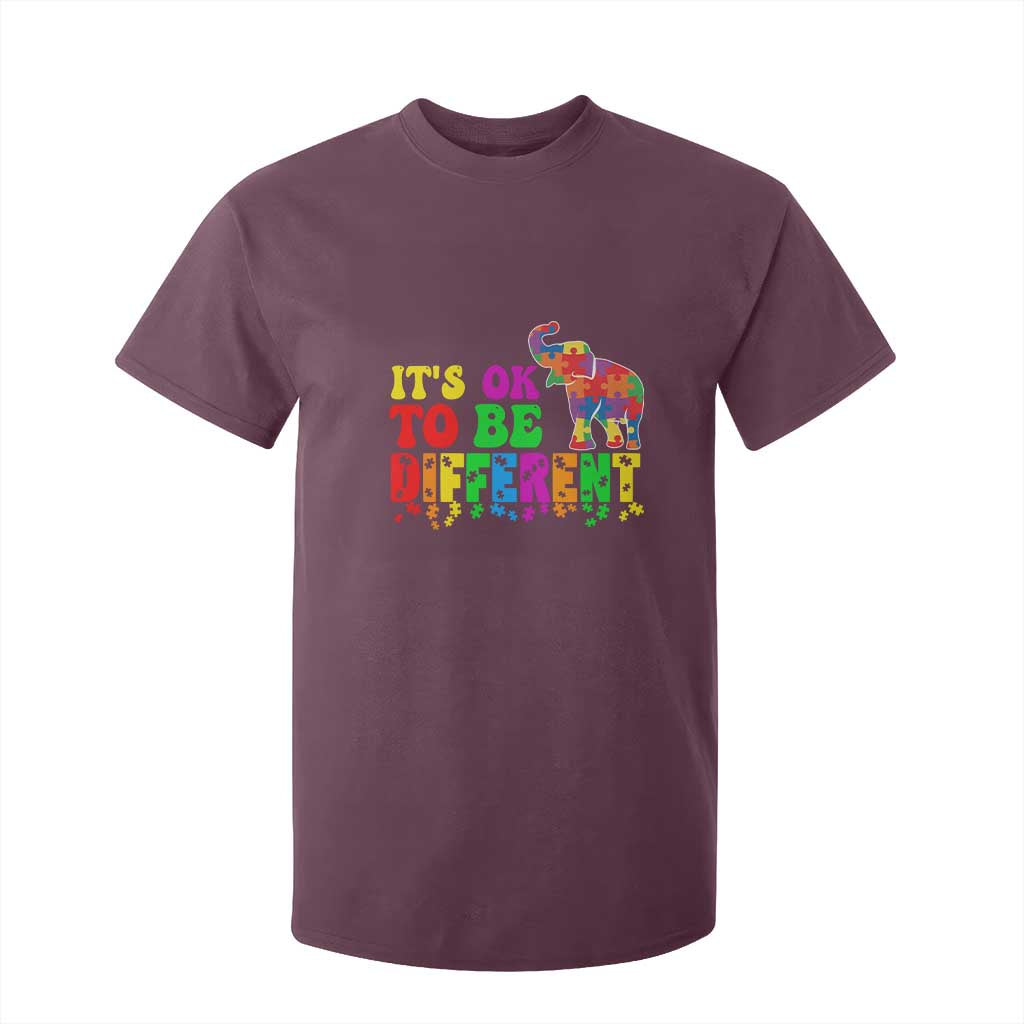 Autism Speaks T Shirt For Kid It's Okay To Be Different Elephant TS01 Maroon Printyourwear