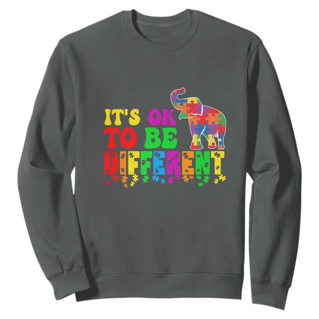 Autism Speaks Sweatshirt It's Okay To Be Different Elephant TS01 Dark Heather Printyourwear