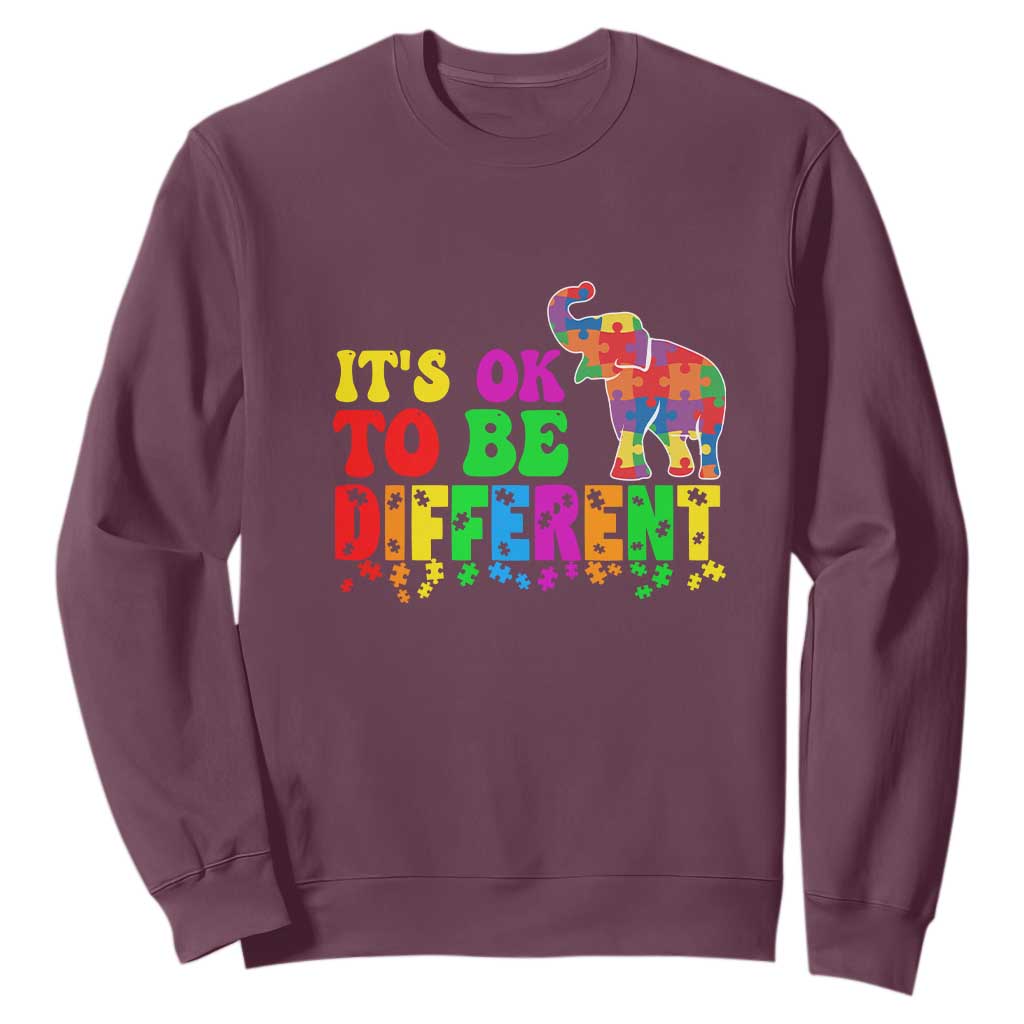 Autism Speaks Sweatshirt It's Okay To Be Different Elephant TS01 Maroon Printyourwear