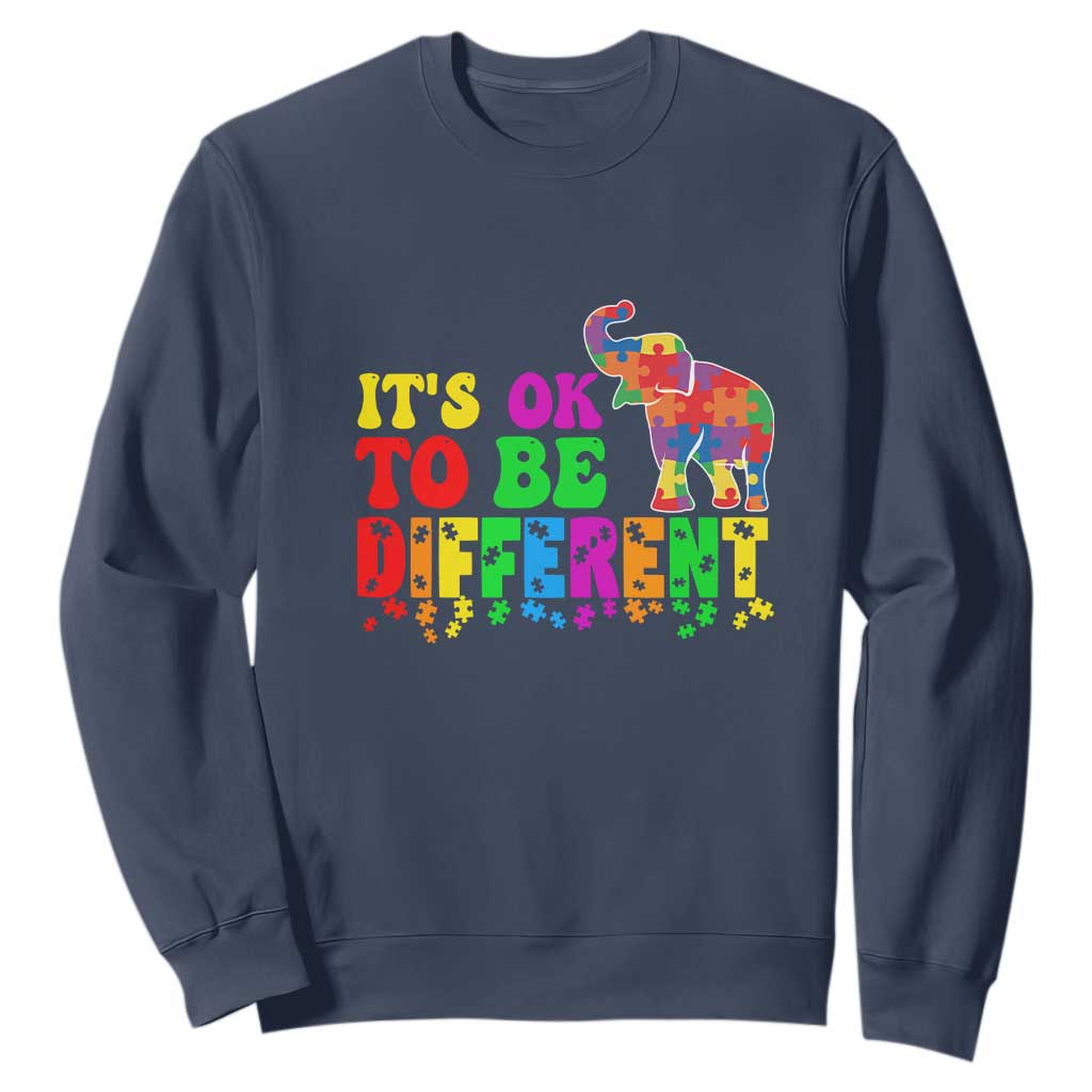 Autism Speaks Sweatshirt It's Okay To Be Different Elephant TS01 Navy Printyourwear