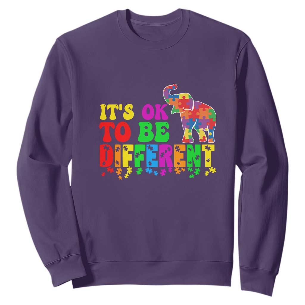 Autism Speaks Sweatshirt It's Okay To Be Different Elephant TS01 Purple Printyourwear