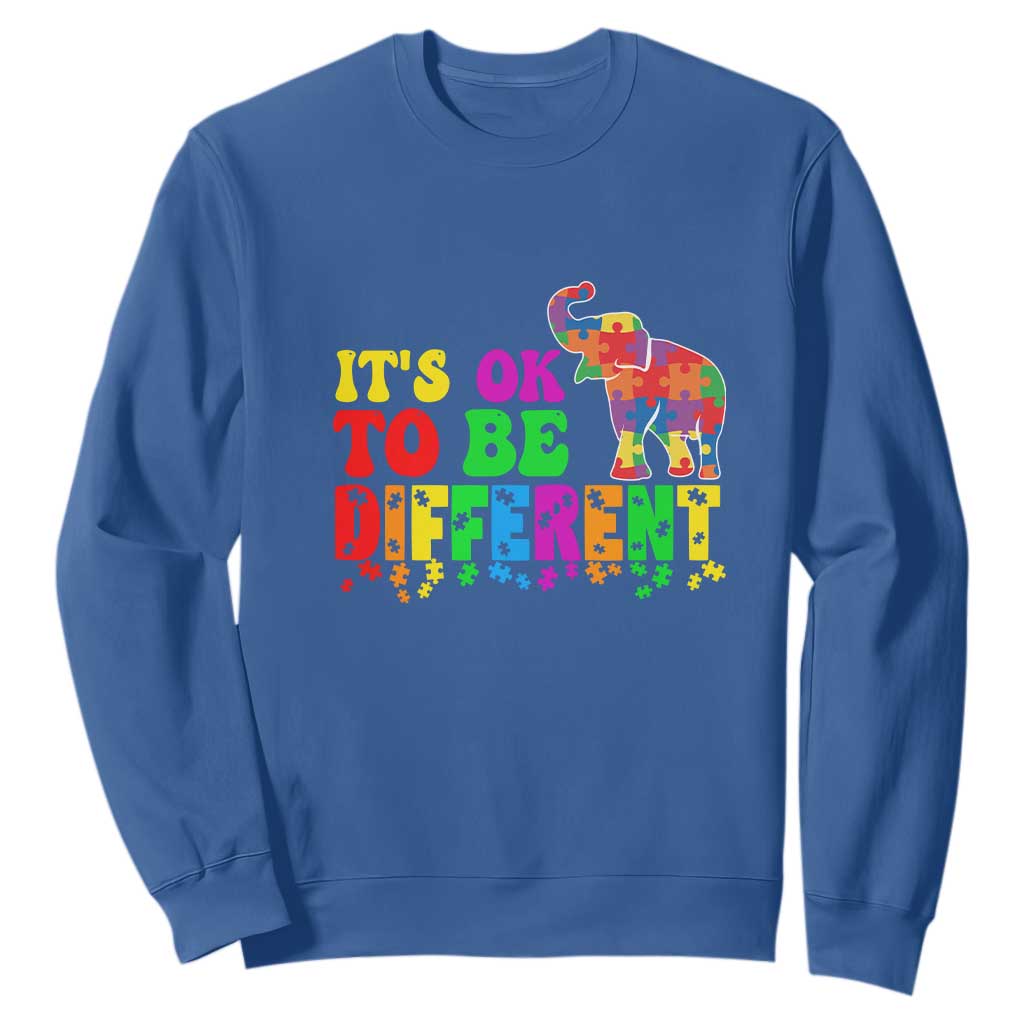 Autism Speaks Sweatshirt It's Okay To Be Different Elephant TS01 Royal Blue Printyourwear