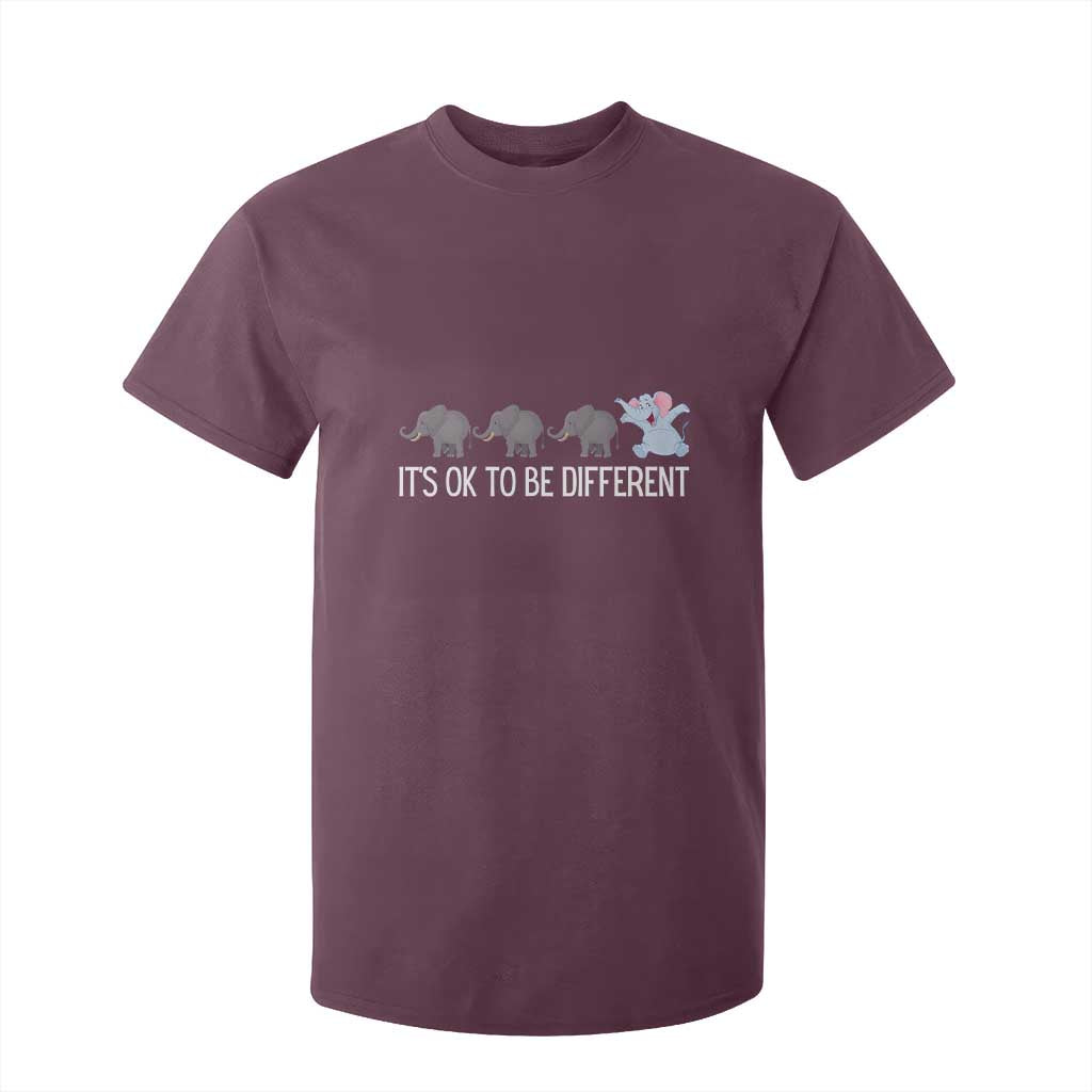 Autism It's Ok To Be Different Elephant Shirt Funny Elephant T Shirt For Kid TS01 Maroon Printyourwear