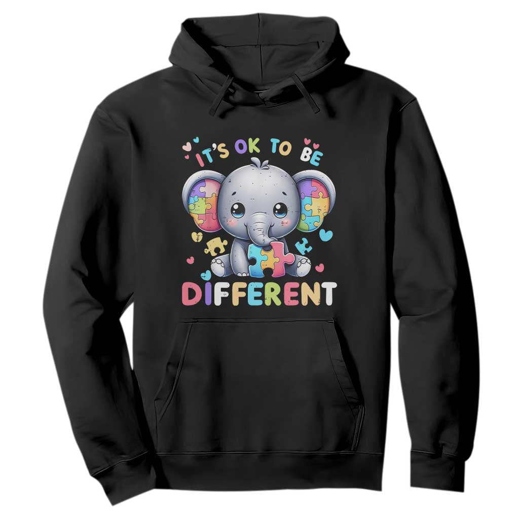 Cute Elephant Autism Awareness Hoodie Its Ok To Be Different TS01 Black Printyourwear