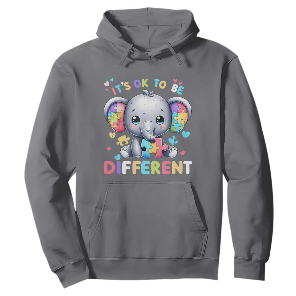 Cute Elephant Autism Awareness Hoodie Its Ok To Be Different TS01 Charcoal Printyourwear