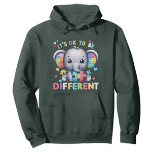 Cute Elephant Autism Awareness Hoodie Its Ok To Be Different TS01 Dark Forest Green Printyourwear