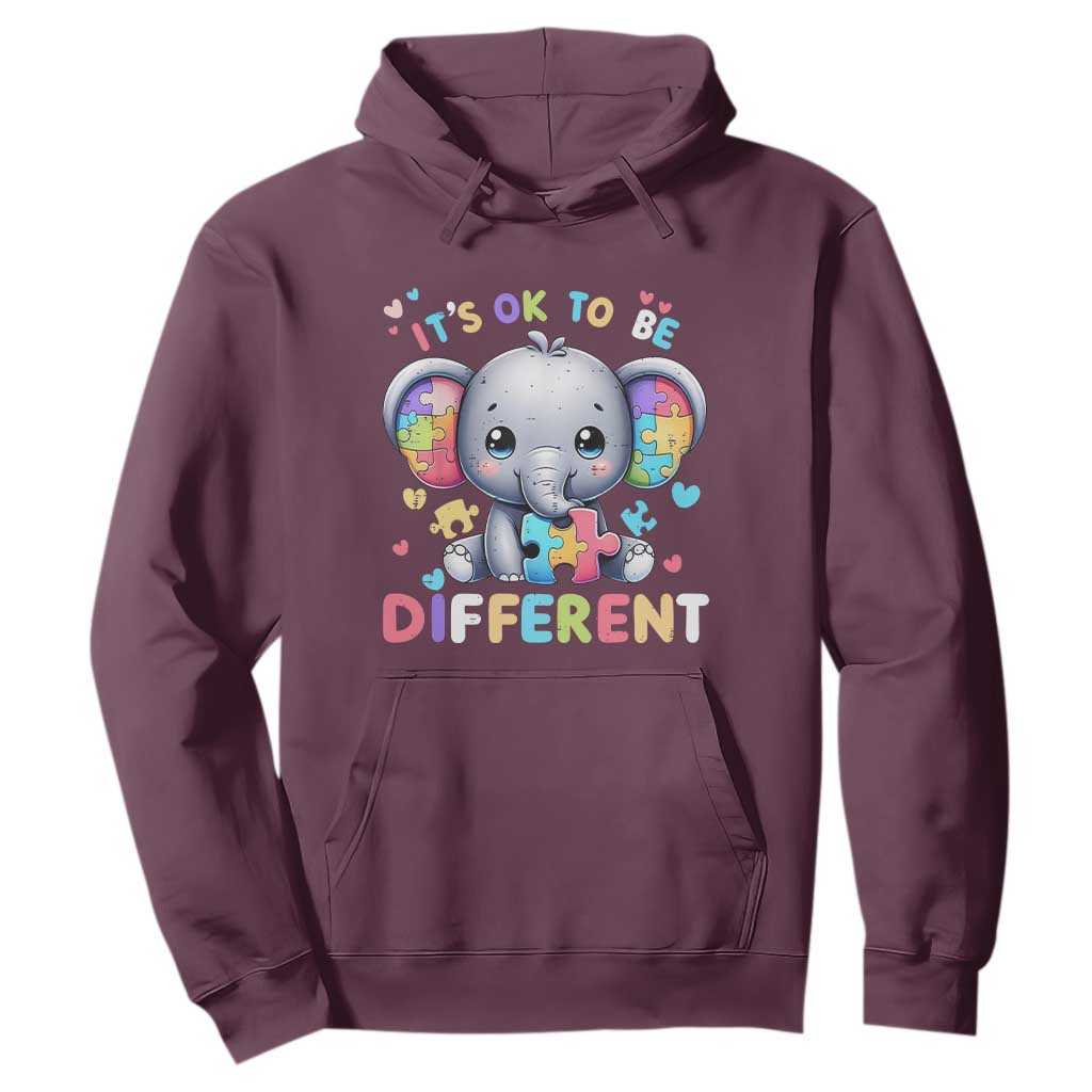Cute Elephant Autism Awareness Hoodie Its Ok To Be Different TS01 Maroon Printyourwear