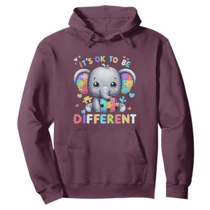 Cute Elephant Autism Awareness Hoodie Its Ok To Be Different TS01 Maroon Printyourwear