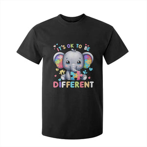 Cute Elephant Autism Awareness T Shirt For Kid Its Ok To Be Different TS01 Black Printyourwear