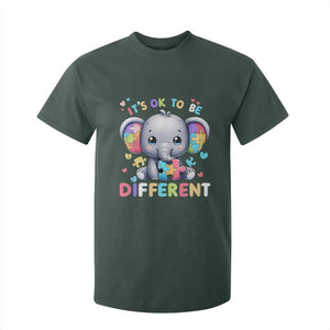 Cute Elephant Autism Awareness T Shirt For Kid Its Ok To Be Different TS01 Dark Forest Green Printyourwear