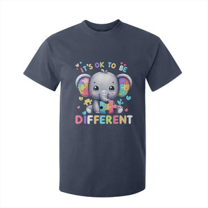 Cute Elephant Autism Awareness T Shirt For Kid Its Ok To Be Different TS01 Navy Printyourwear