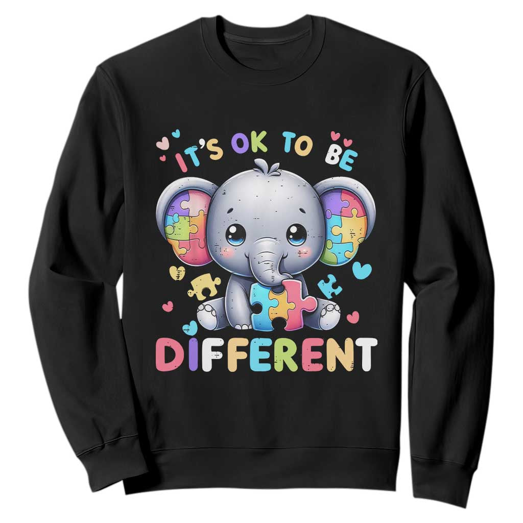 Cute Elephant Autism Awareness Sweatshirt Its Ok To Be Different TS01 Black Printyourwear