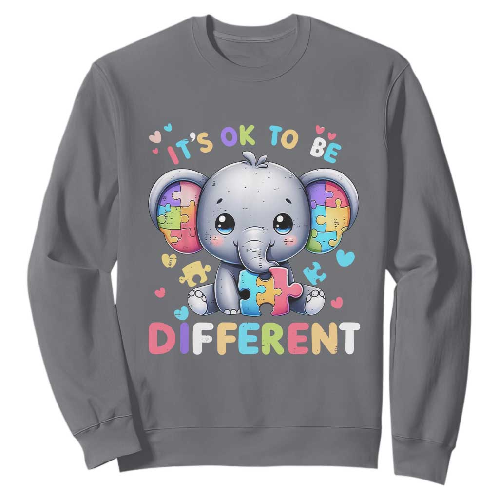 Cute Elephant Autism Awareness Sweatshirt Its Ok To Be Different TS01 Charcoal Printyourwear