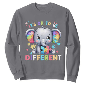 Cute Elephant Autism Awareness Sweatshirt Its Ok To Be Different TS01 Charcoal Printyourwear